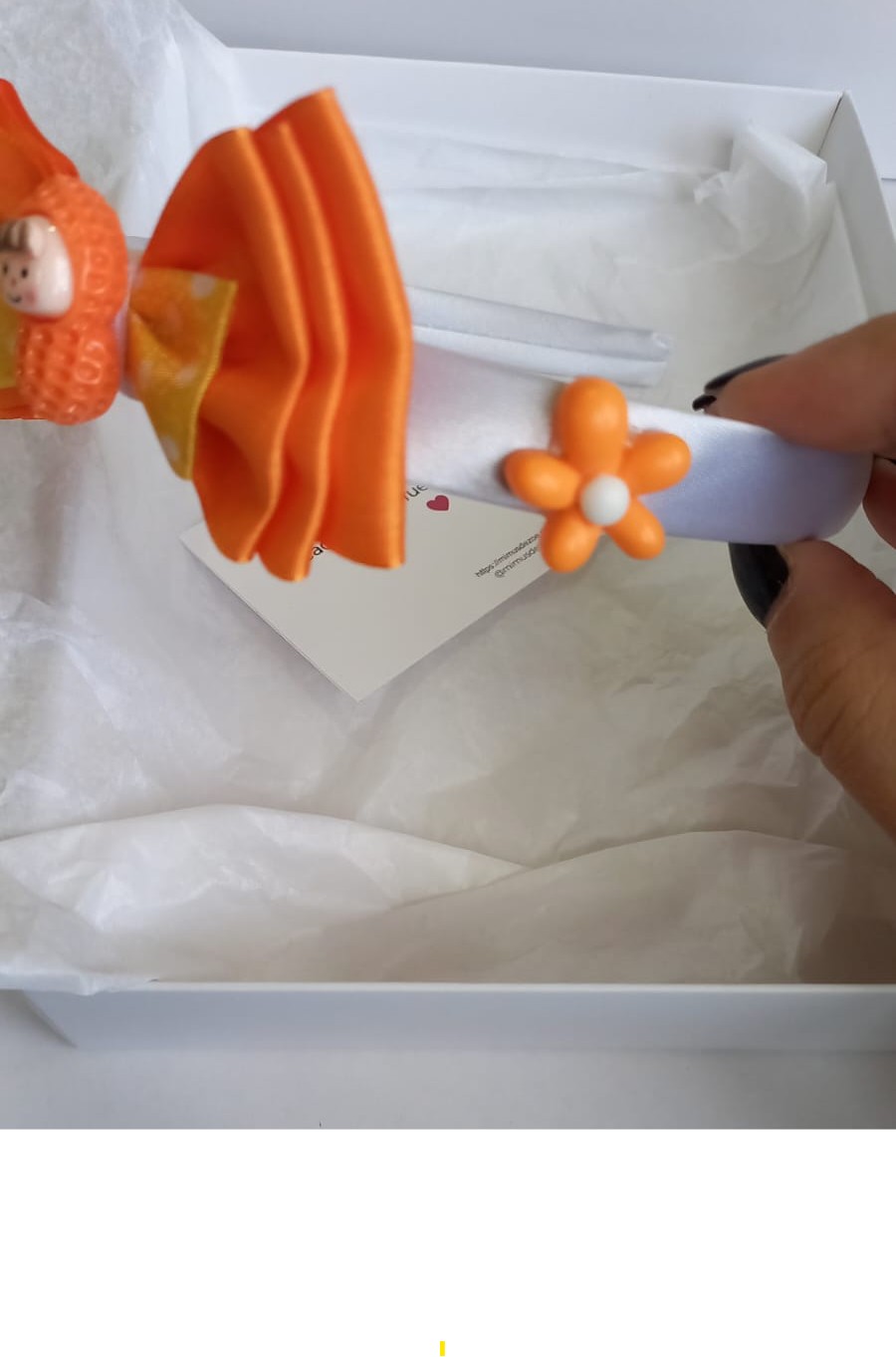 Vincha Lazo Muñequita Naranja 2