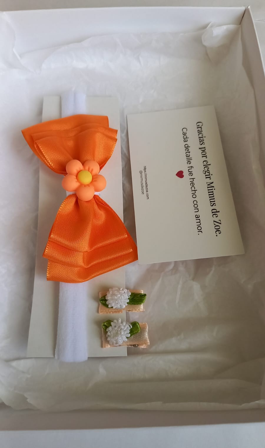 Kit Vincha Lazo Naranja Flor