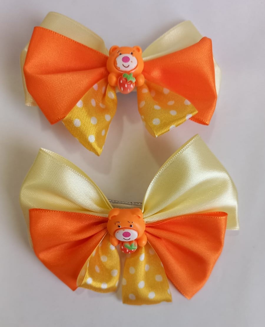 Set Lazos Osito Naranja + Hebillas Naranja  4